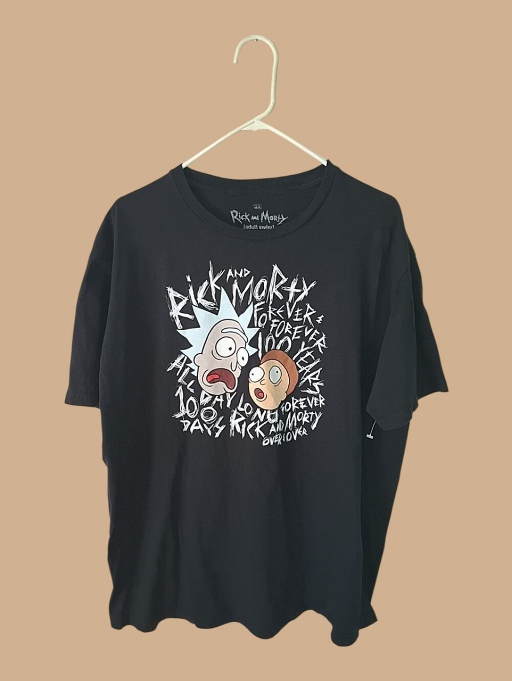 Ripple Junction Black Rick and Morty Graphic Tee with White, Blue and Tan Art
